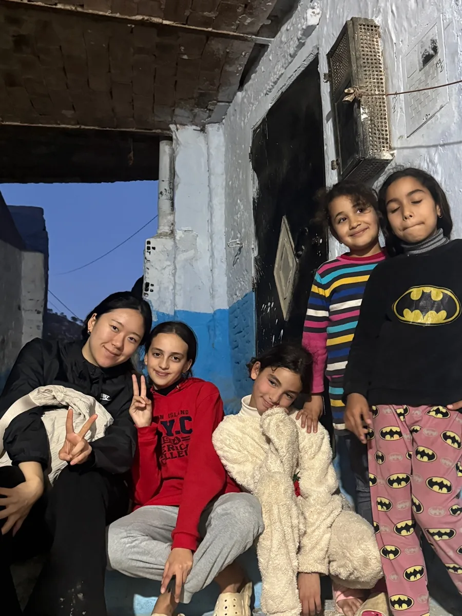 Meeting local children in Morocco